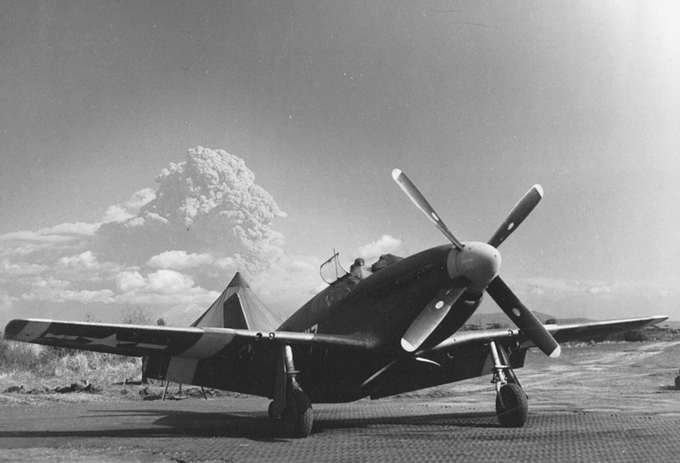 p-51 in italy with mount vesuvius