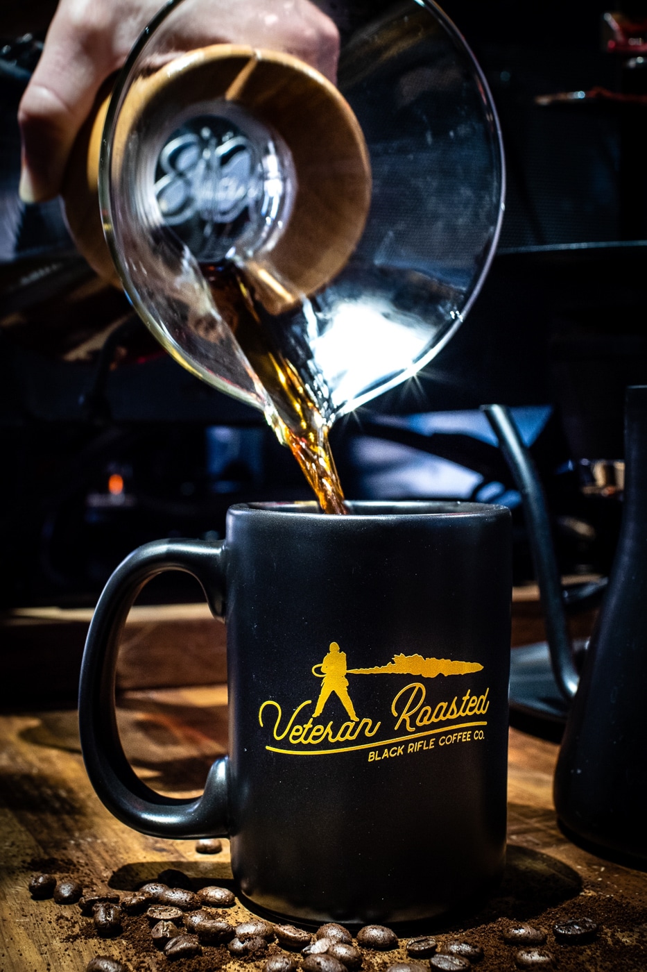 pouring black riffle coffee company