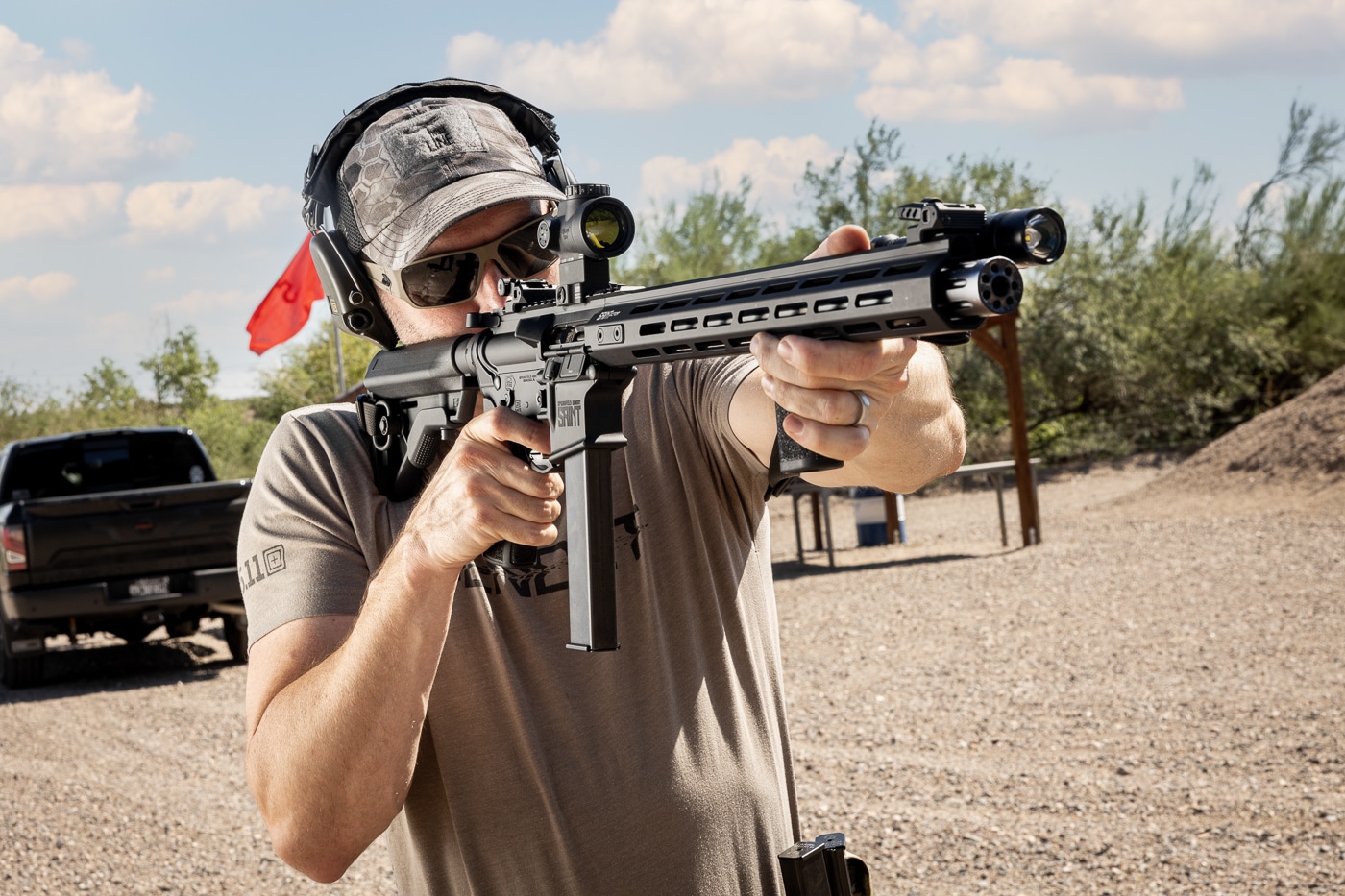 testing the springfield 9mm carbine on the range