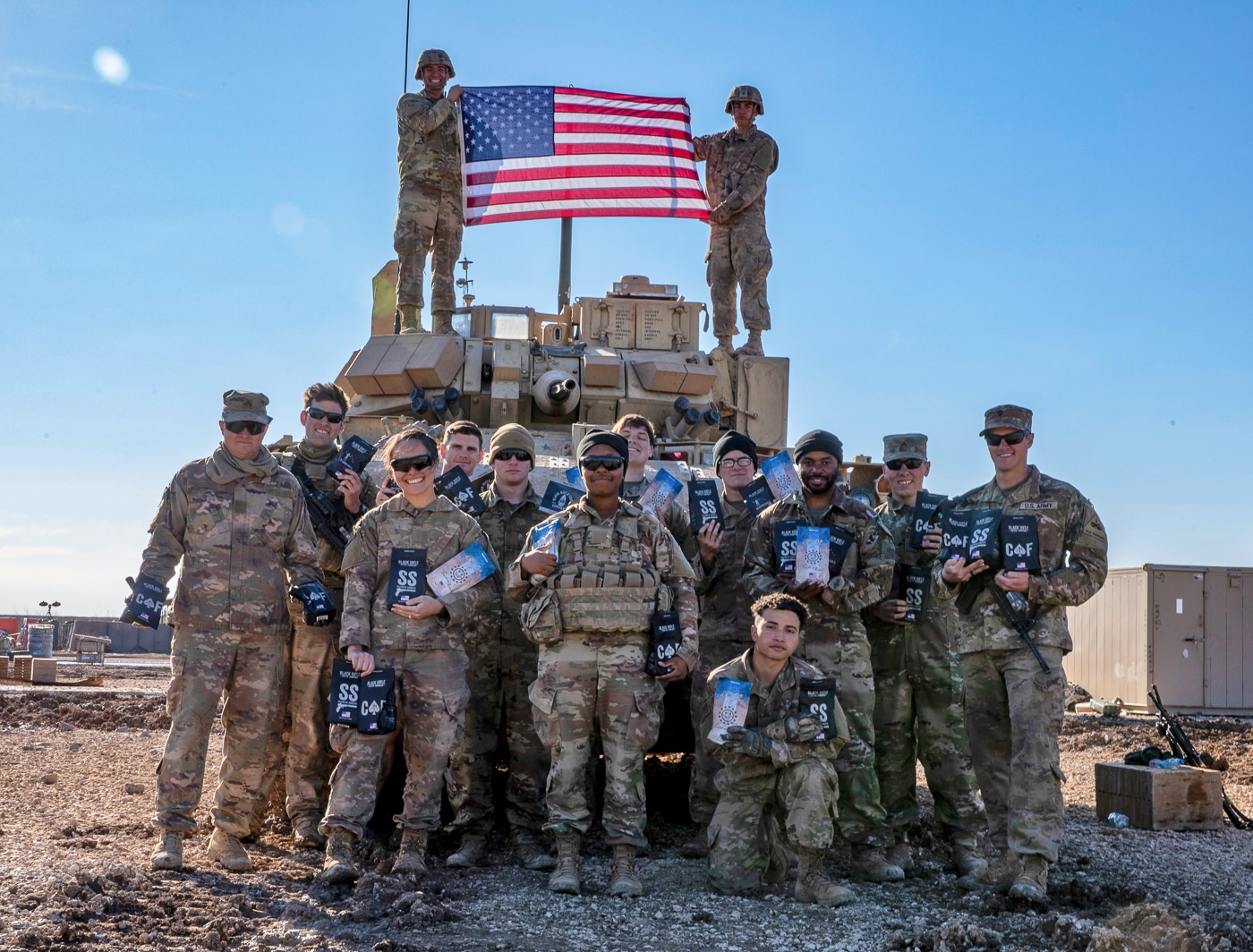 troops with coffee