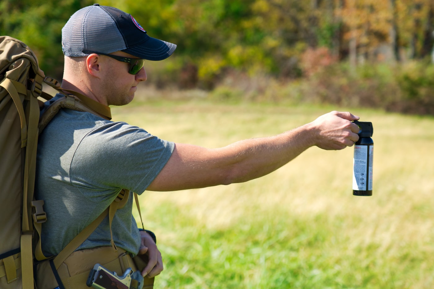 demonstration on how to use bear spray