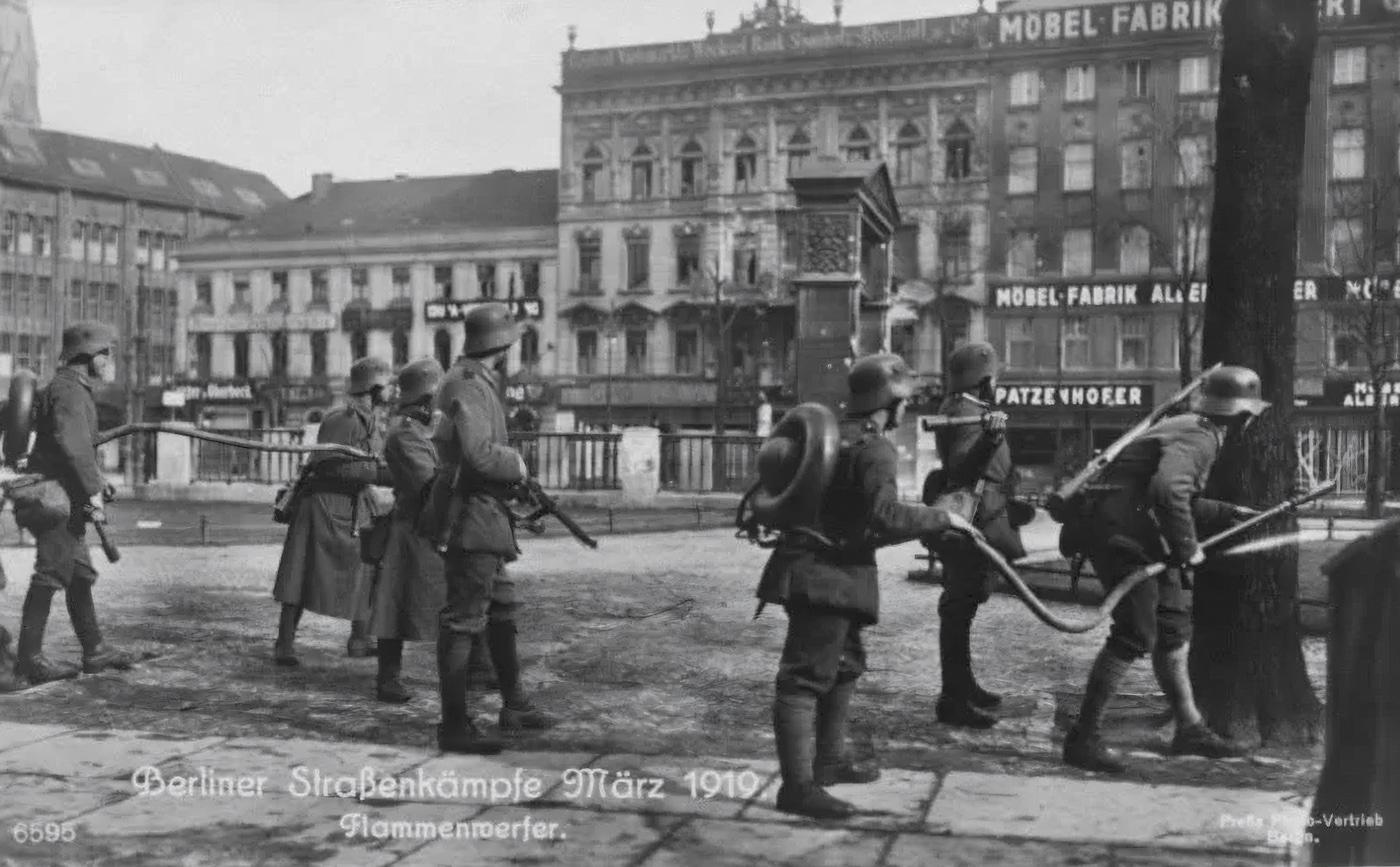 german flamethrowers used in march 1919 riots