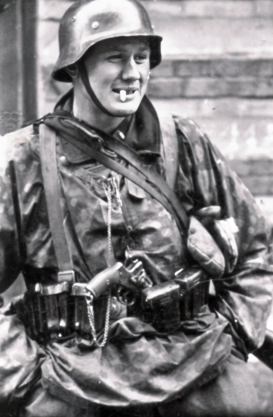 german ss soldier with nagant revolver