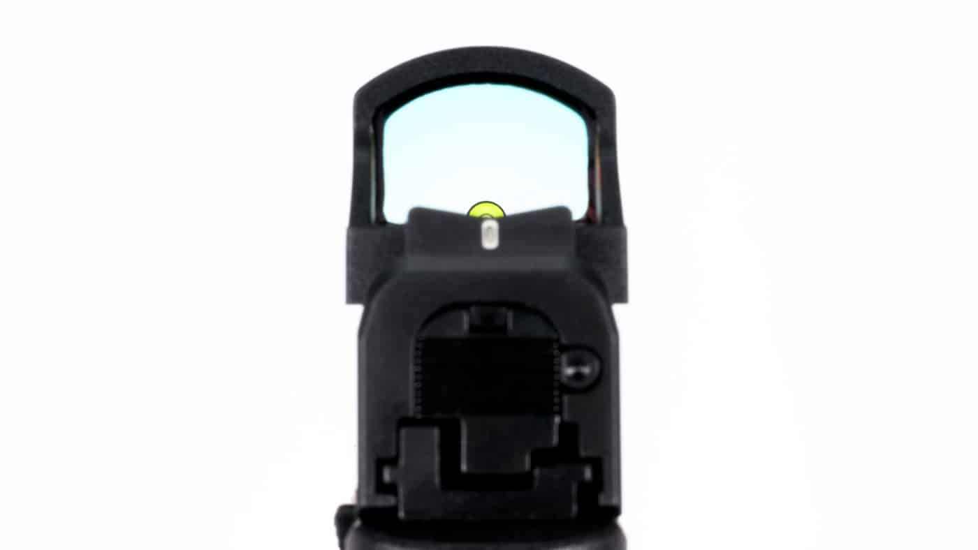 sight picture with red dot sight