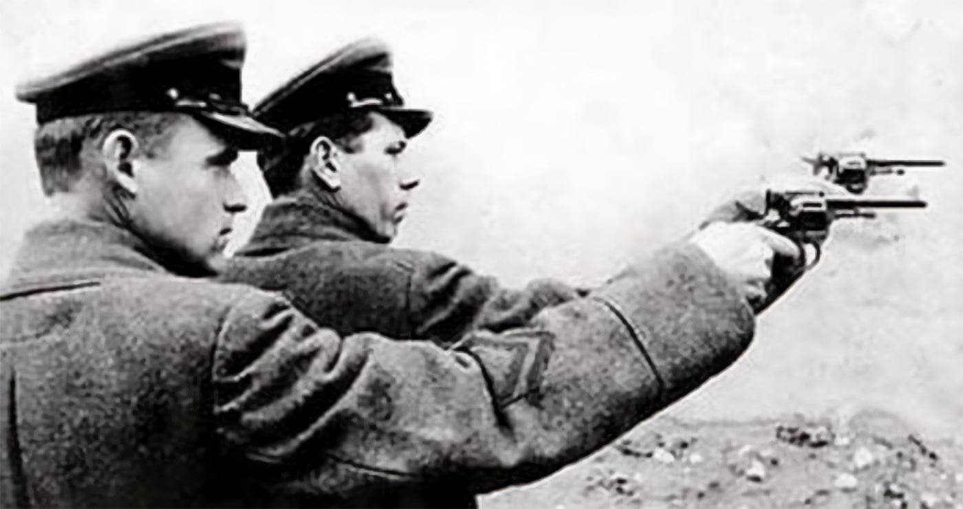 soviet officers training with 1895 revolvers