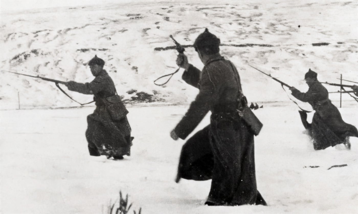 soviet troops with nagant revolvers