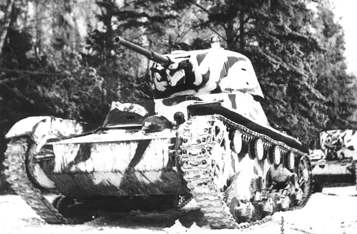 t-26 tank column moving to meet german advance