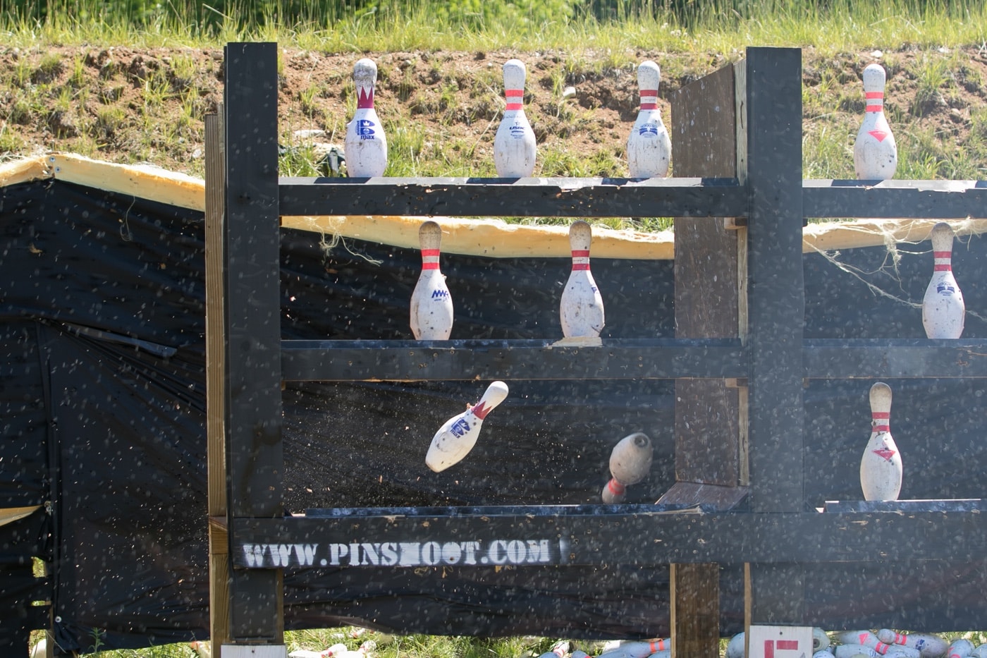 bowling pin shot during match