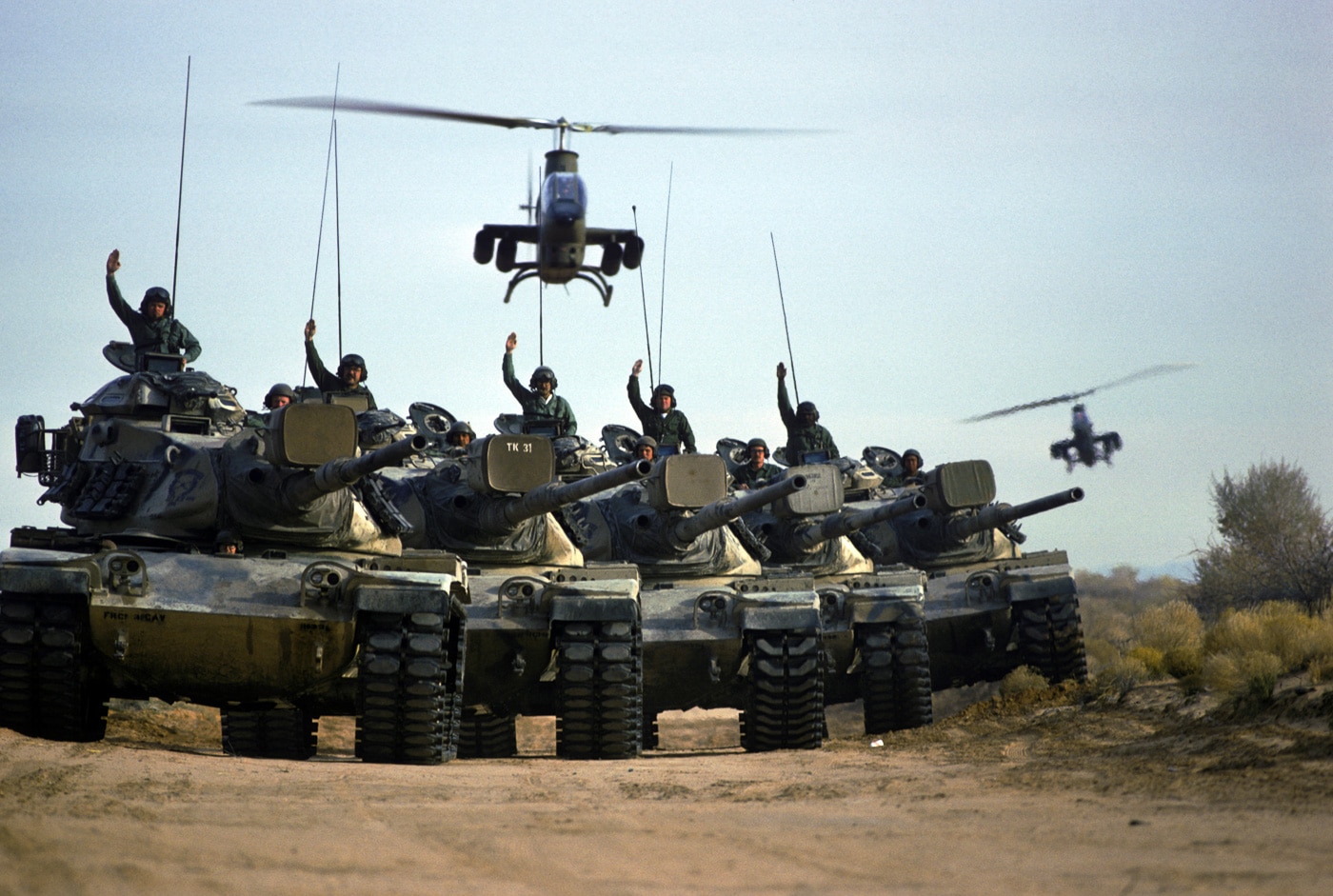 combined arms exercise with ah-1 cobras and m-60 tanks