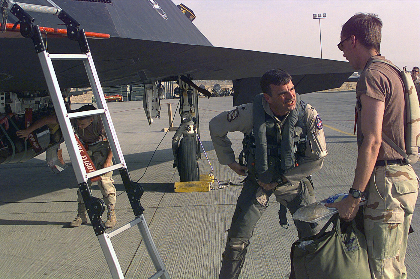 f-117 pilot preparing to fly