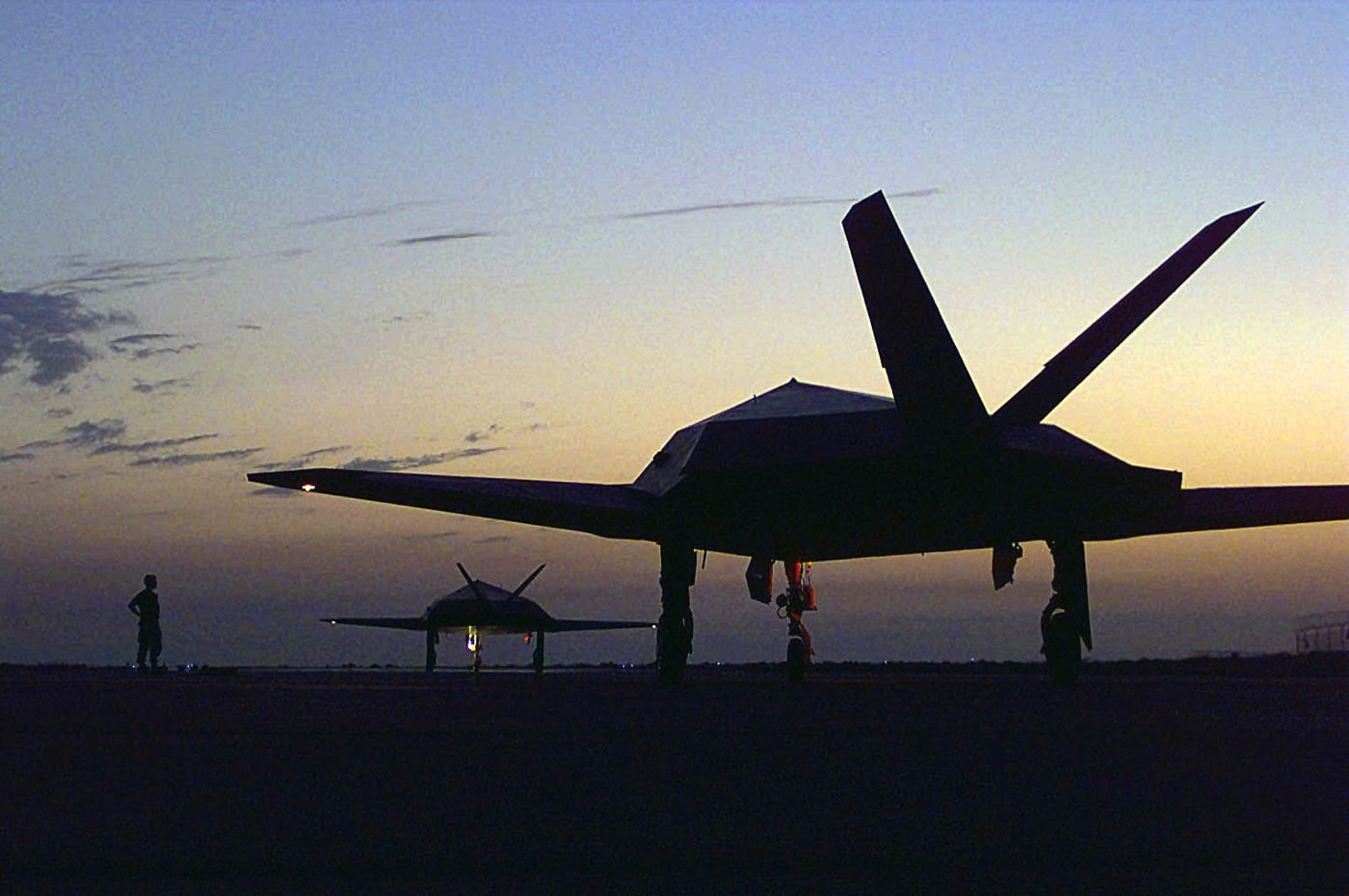 f-117 planes at a dawn takeoff in saudi arabia