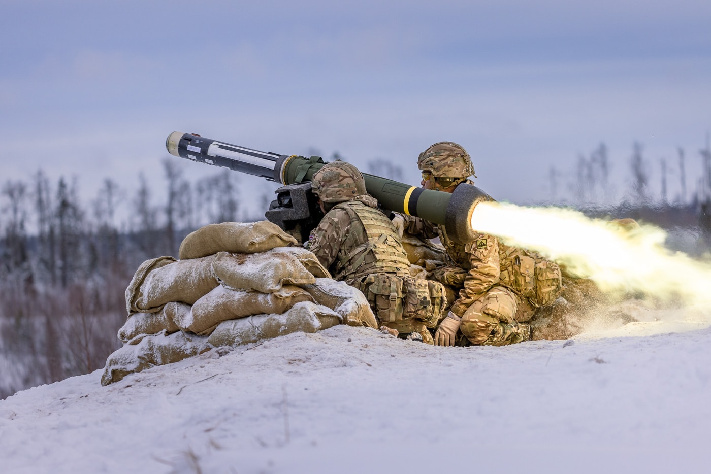 firing a jevelin at missile at russian tank