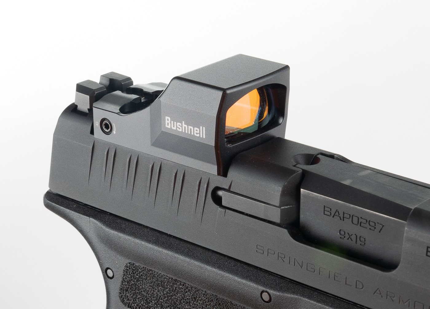 front corner of red dot sight