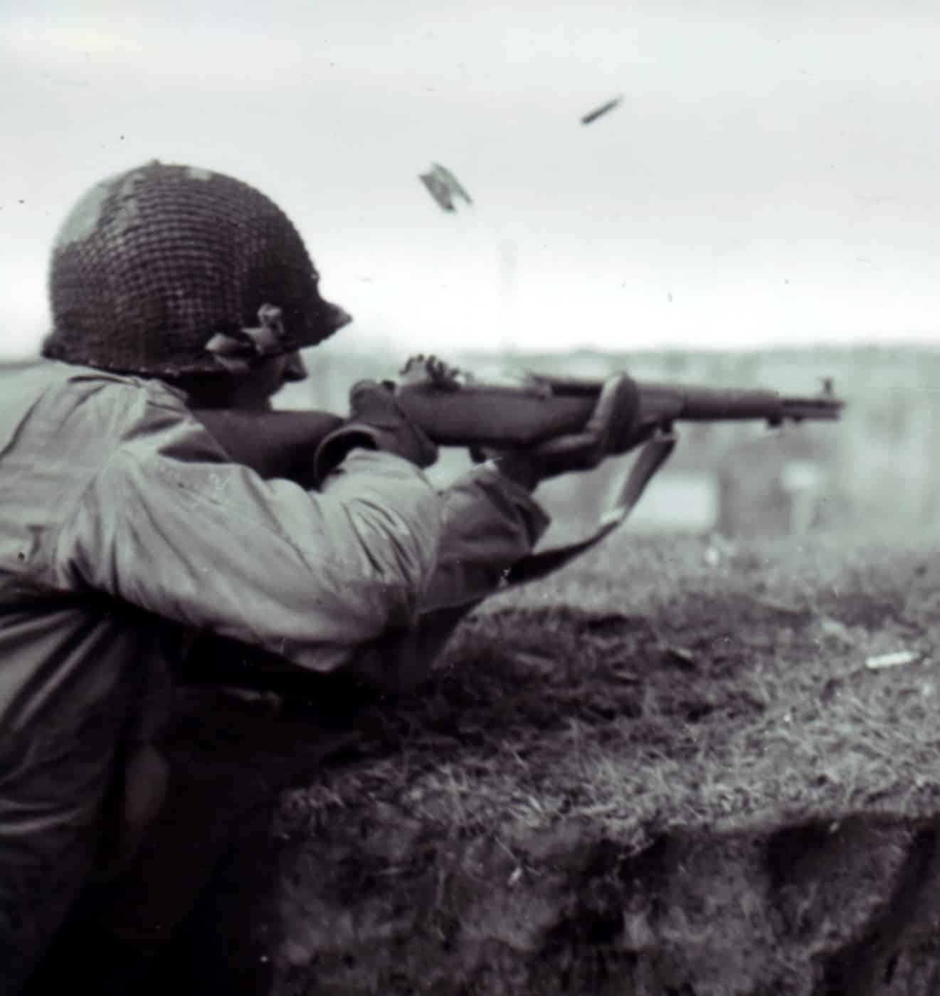 us soldier with m1 blasts away in holland 1944