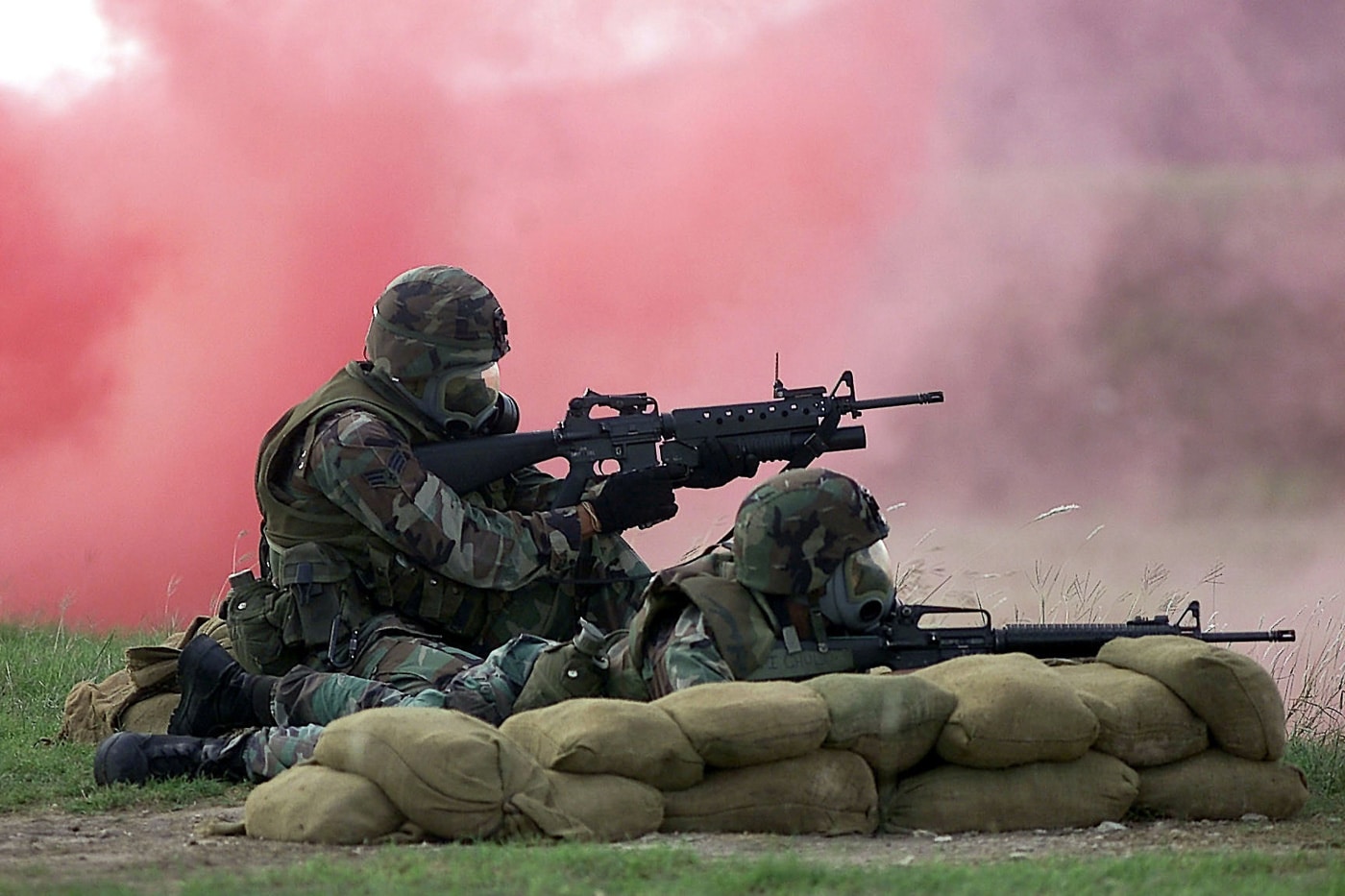 usaf security forces use m203 grenade launcher during training