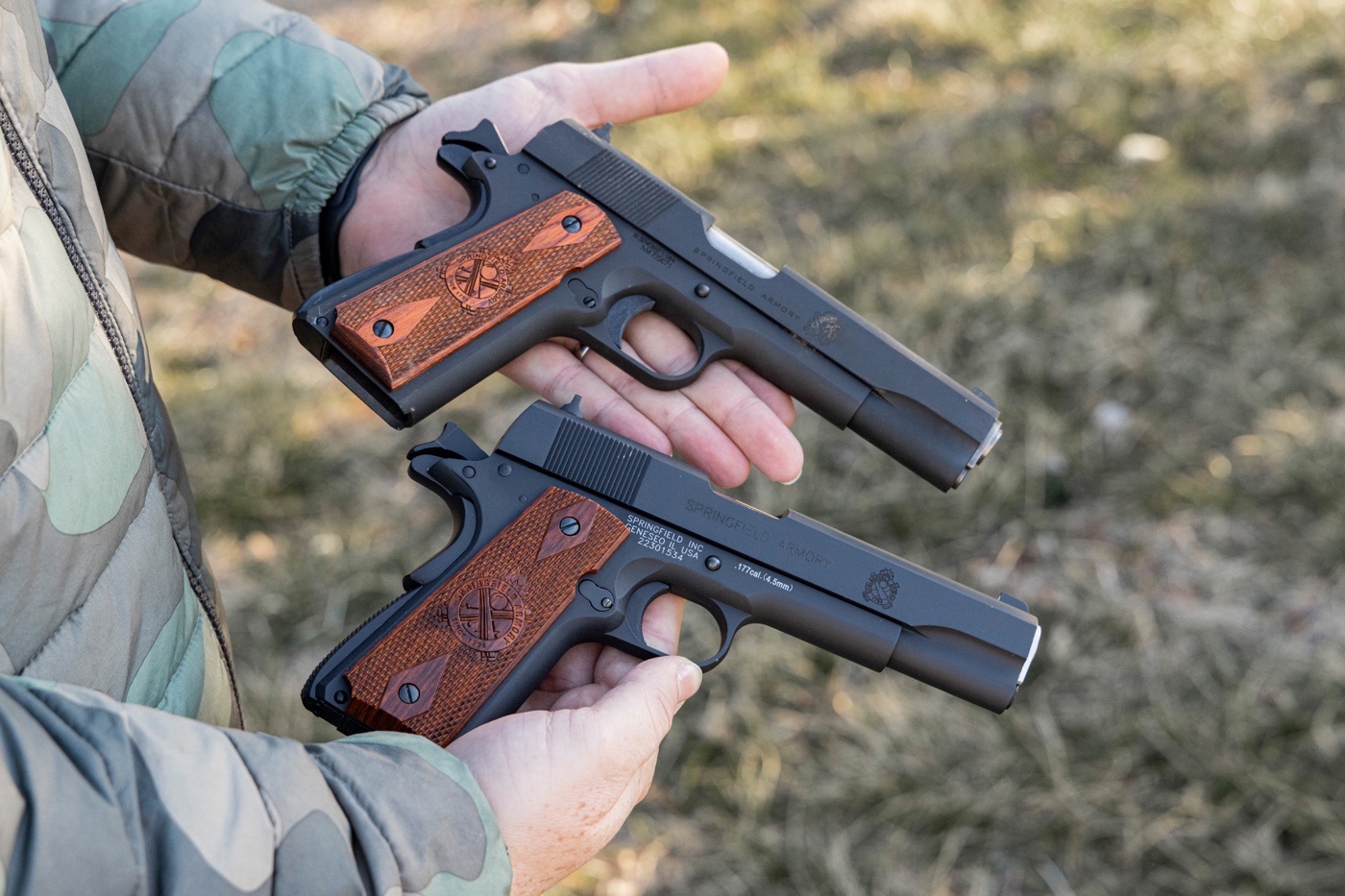 comparing the 1911 mil-spec with the replica air gun