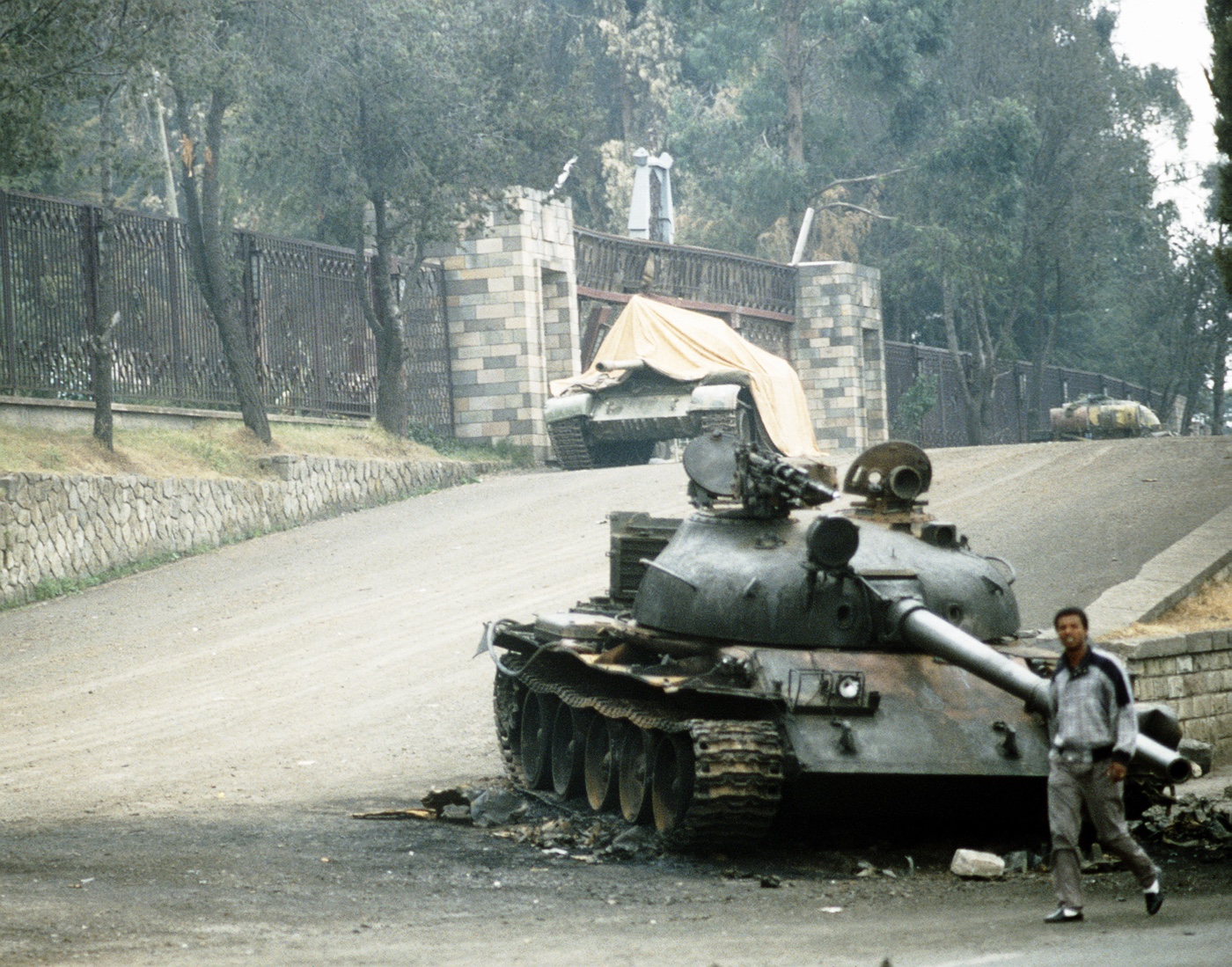 destroyed ethiopian t-55 tank