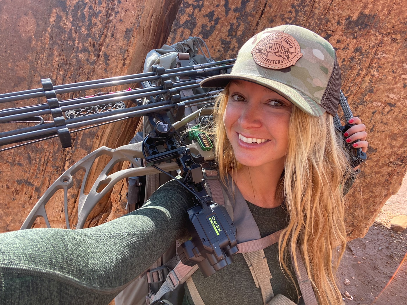 author bow hunting with her springfield armory pistol