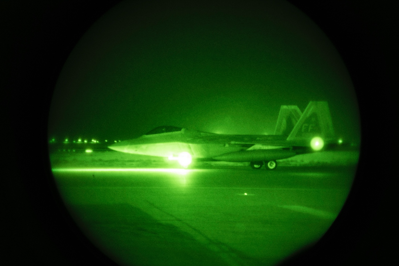 f-22 as seen through night vision