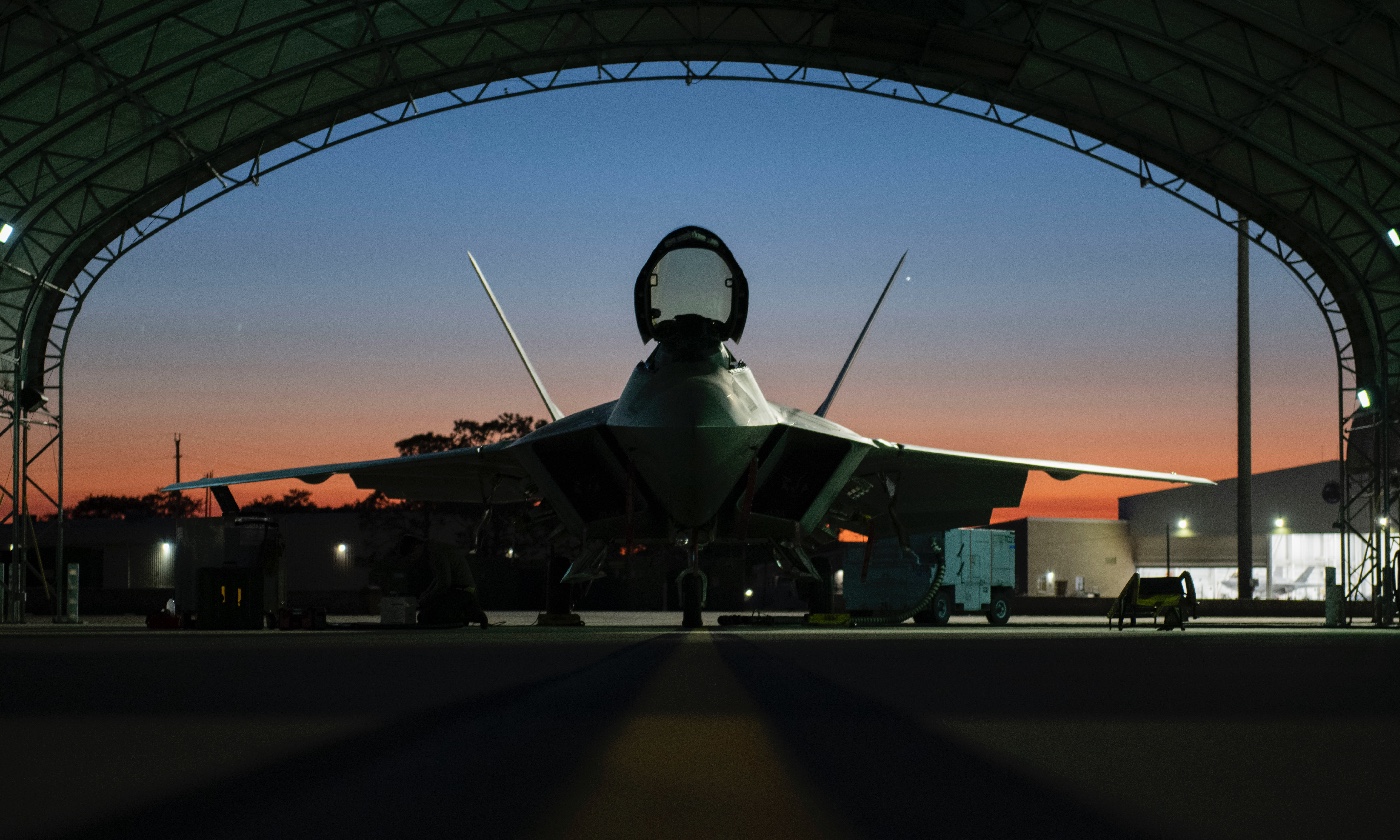 f-22 at sundown