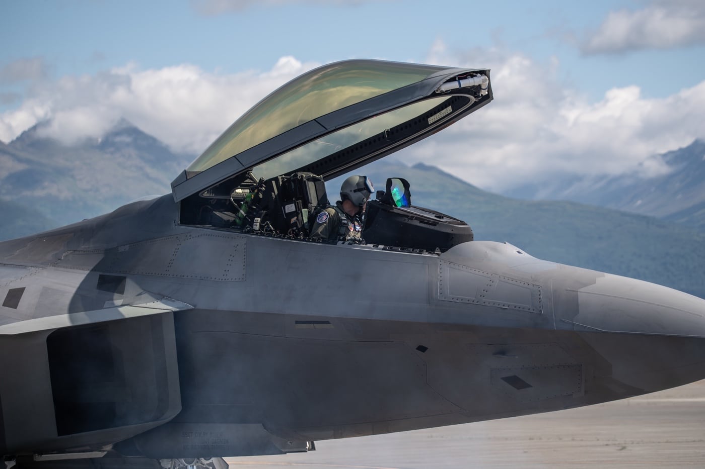 f-22 pilot preparing for takeoff