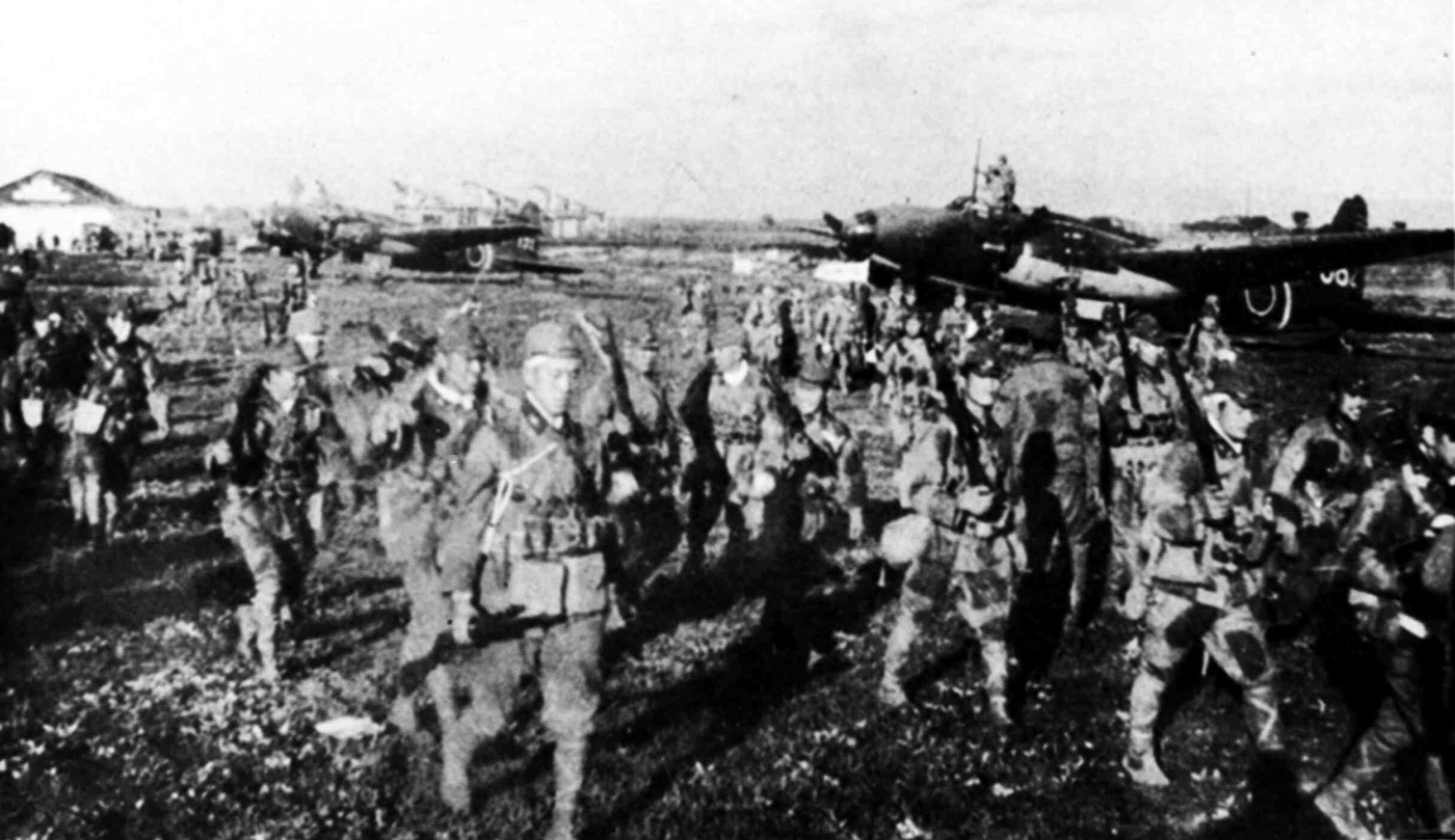 japanese commandos preparing to board ki-21 planes to attack yontan airfield