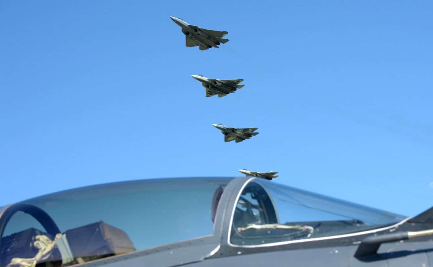 su-57 fighters demonstration