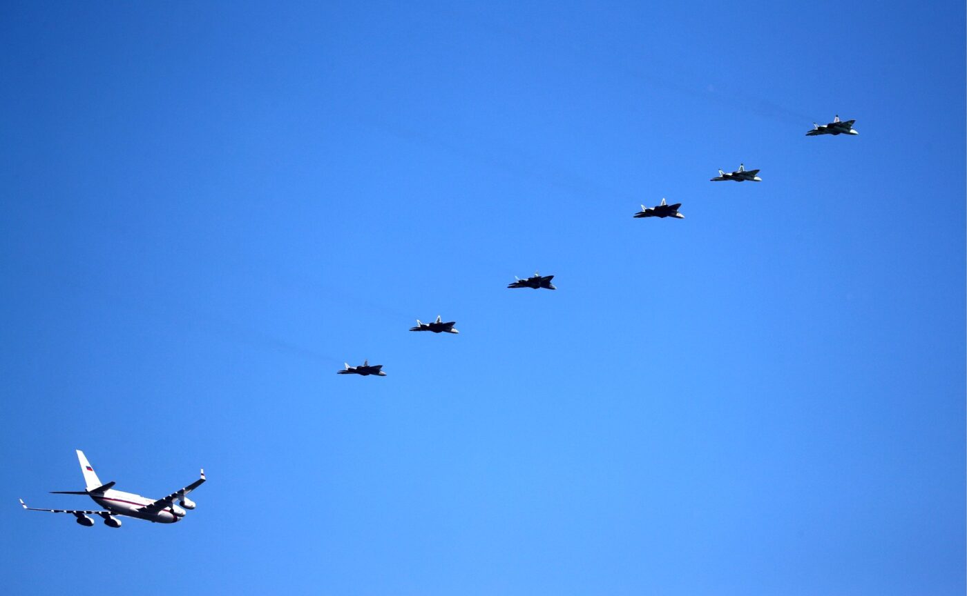 su-57 fighters escort russian president