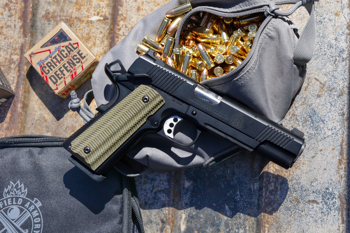 running the operator 1911 9mm on the range