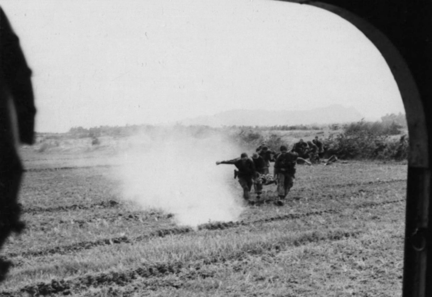 rushing an injured marine to a medical helicopter in vietnam