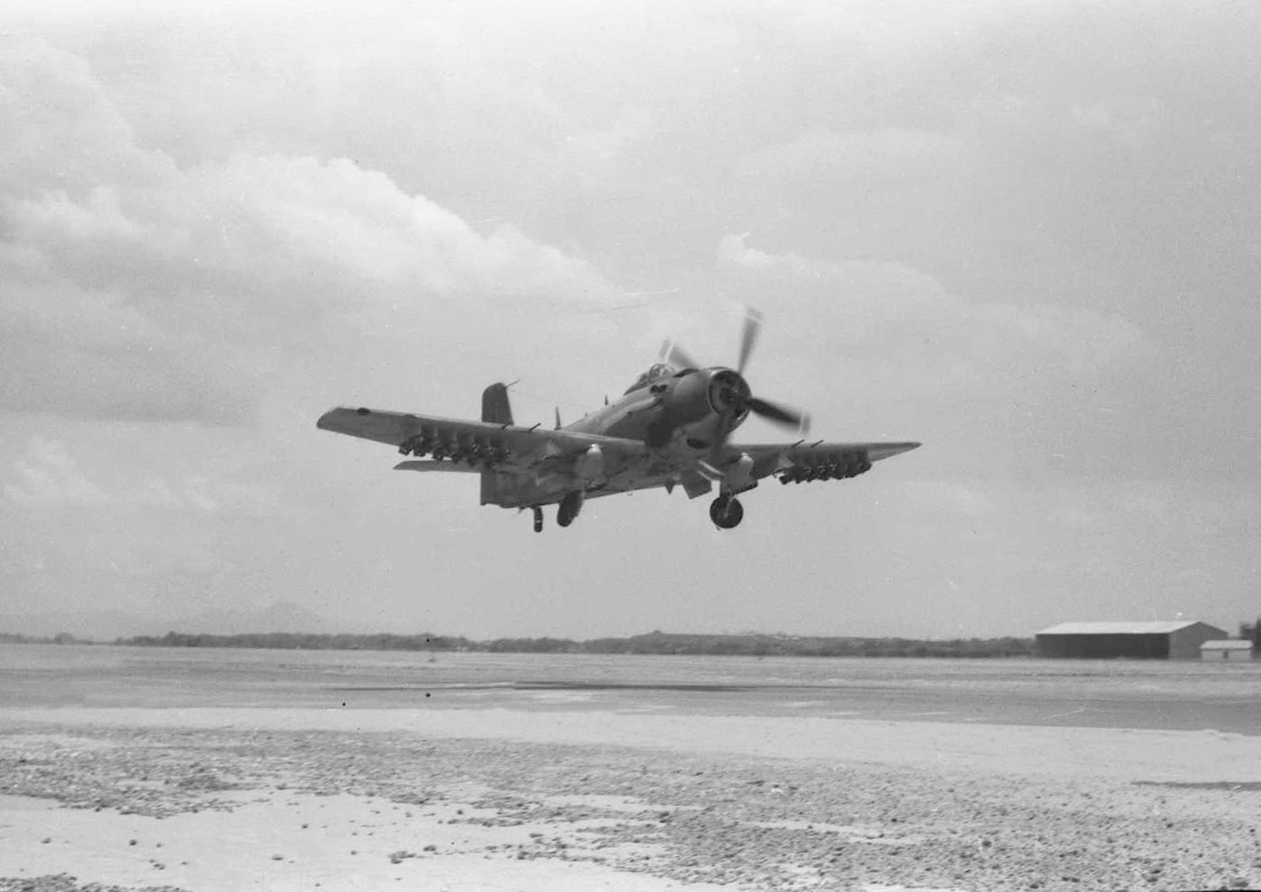 a-1 skyraider takes off from da nang air base in 1964