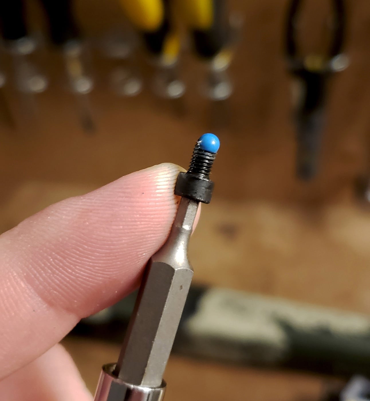 blue loctite on a fastener