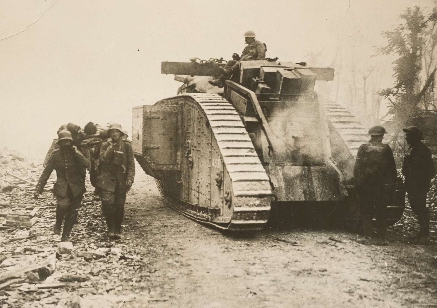 germans and a british tank