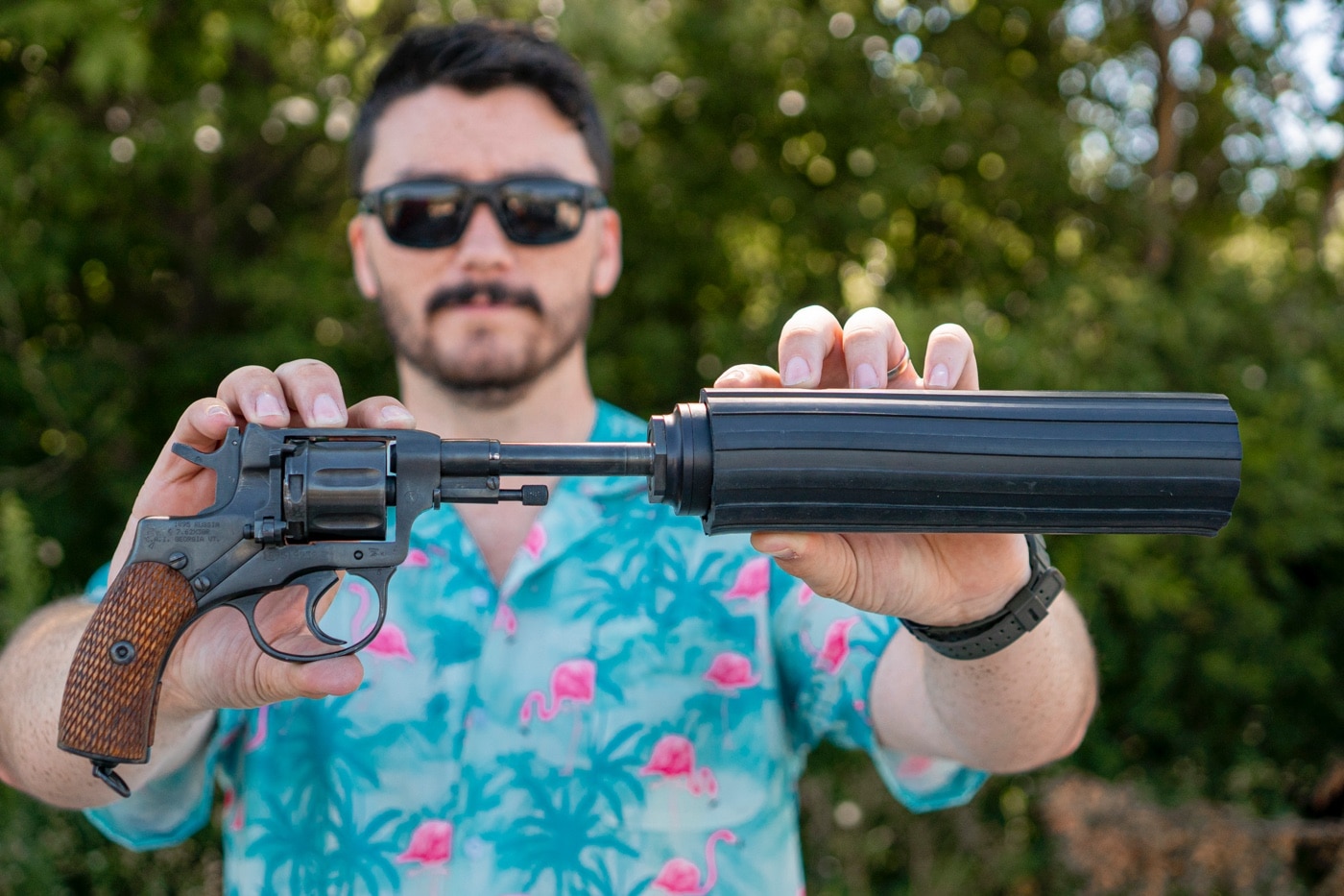 m1895 revolver with a suppressor