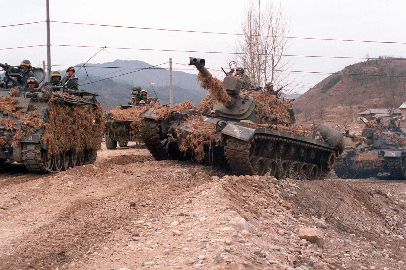m48 tanks and m113 apcs in south korea