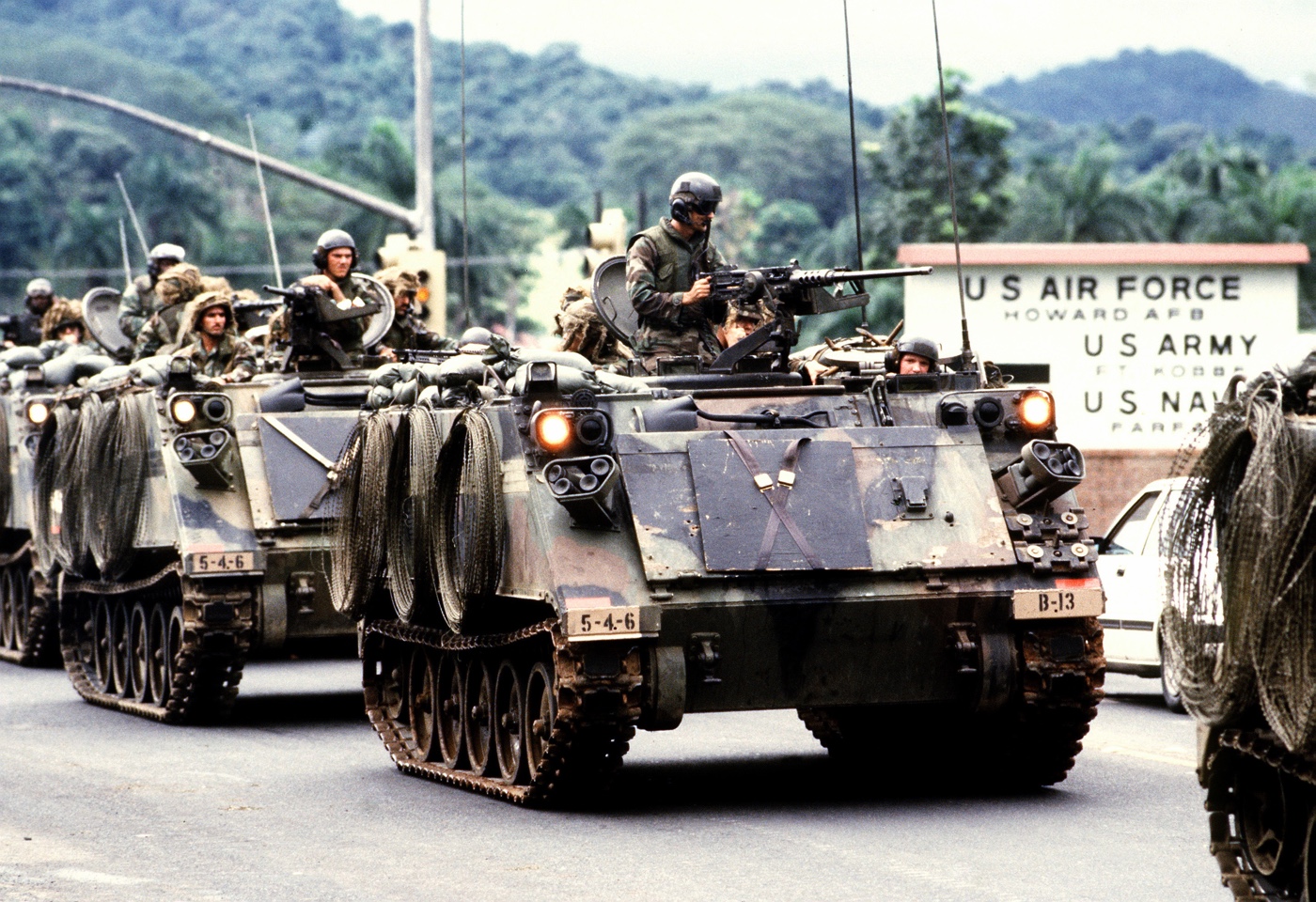 column of m113 apcs operation just cause panama