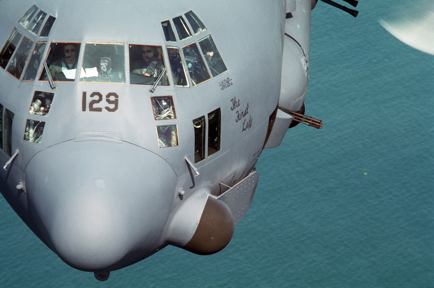 front gun and pilots in ac-130