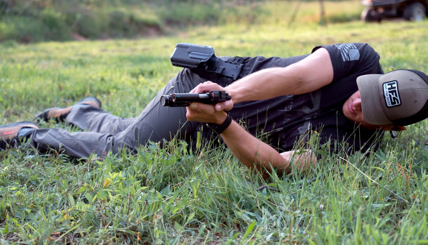 pistol shooting position laying down