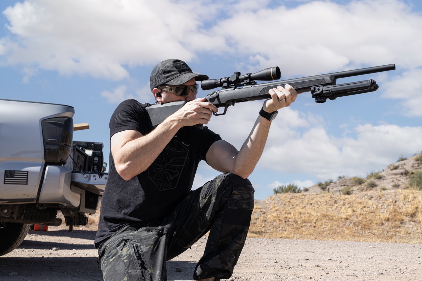 shooting the model 2020 rimfire with black polymer stock