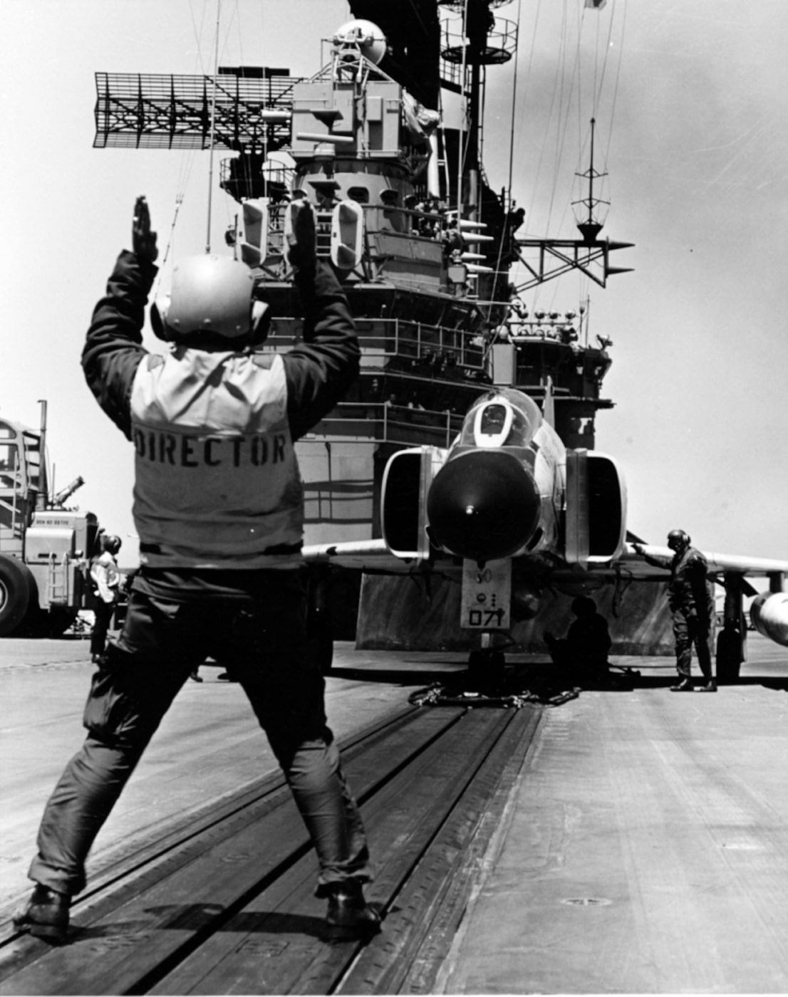 f-4 preparing for flight on uss midway cva-41