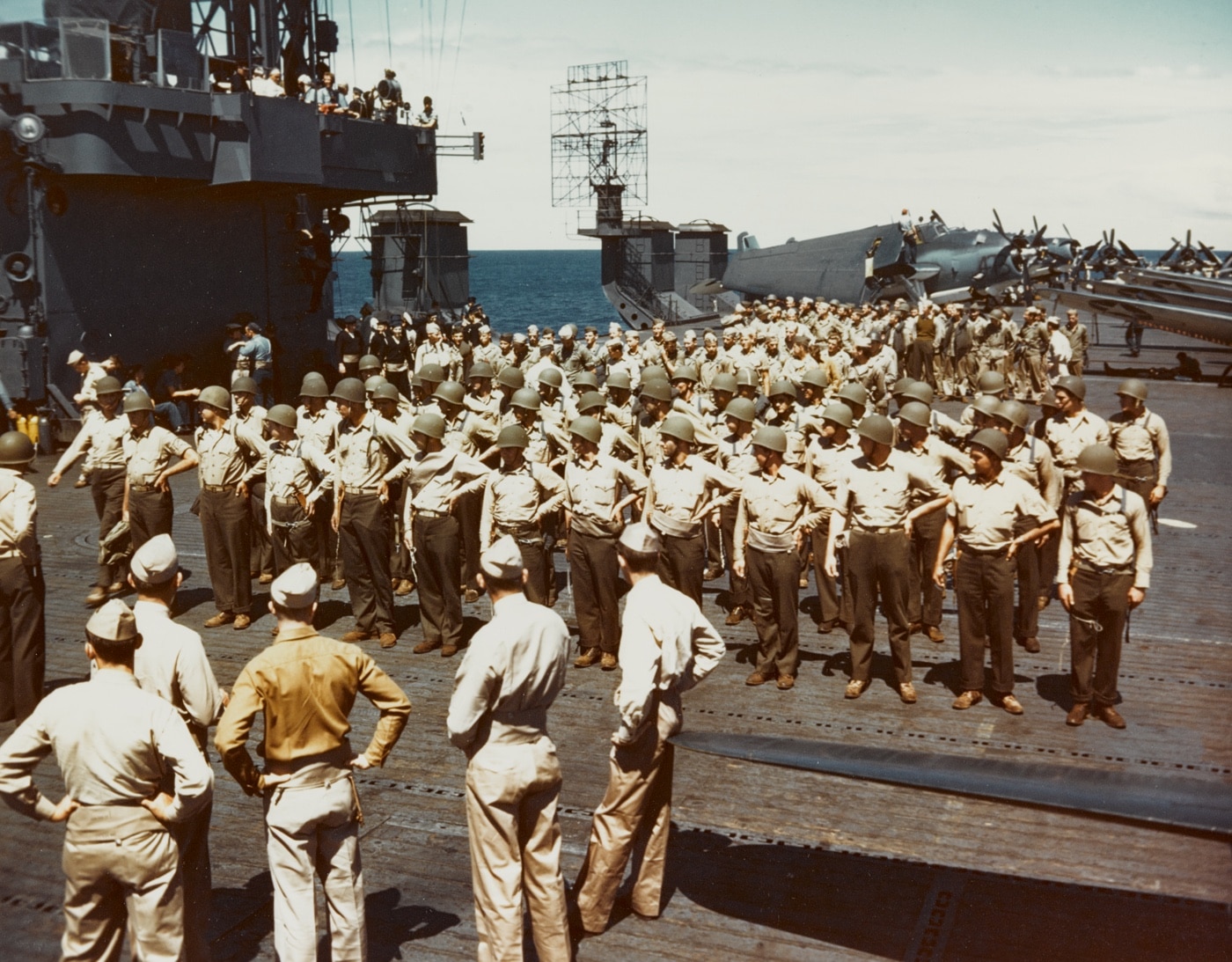 us marines training on the deck of the uss cowpens