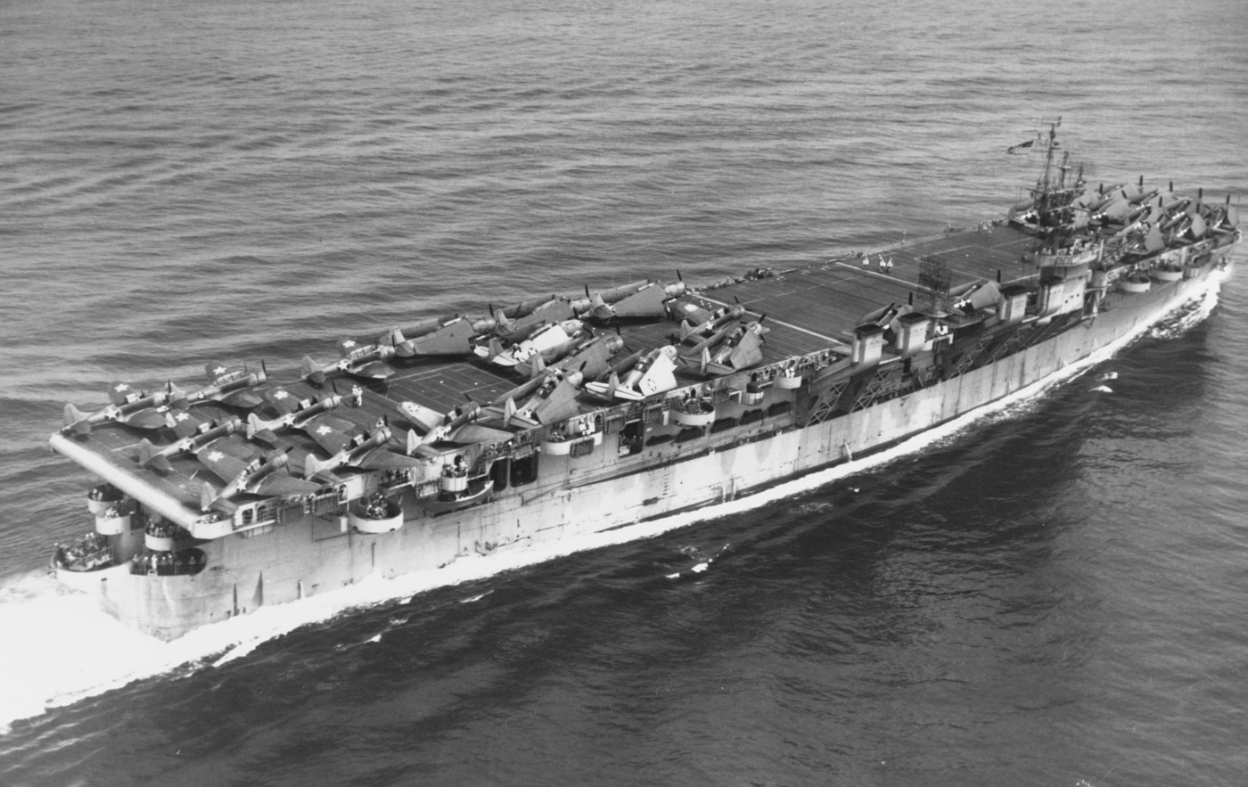 uss cowpens cvl-25 with aircraft