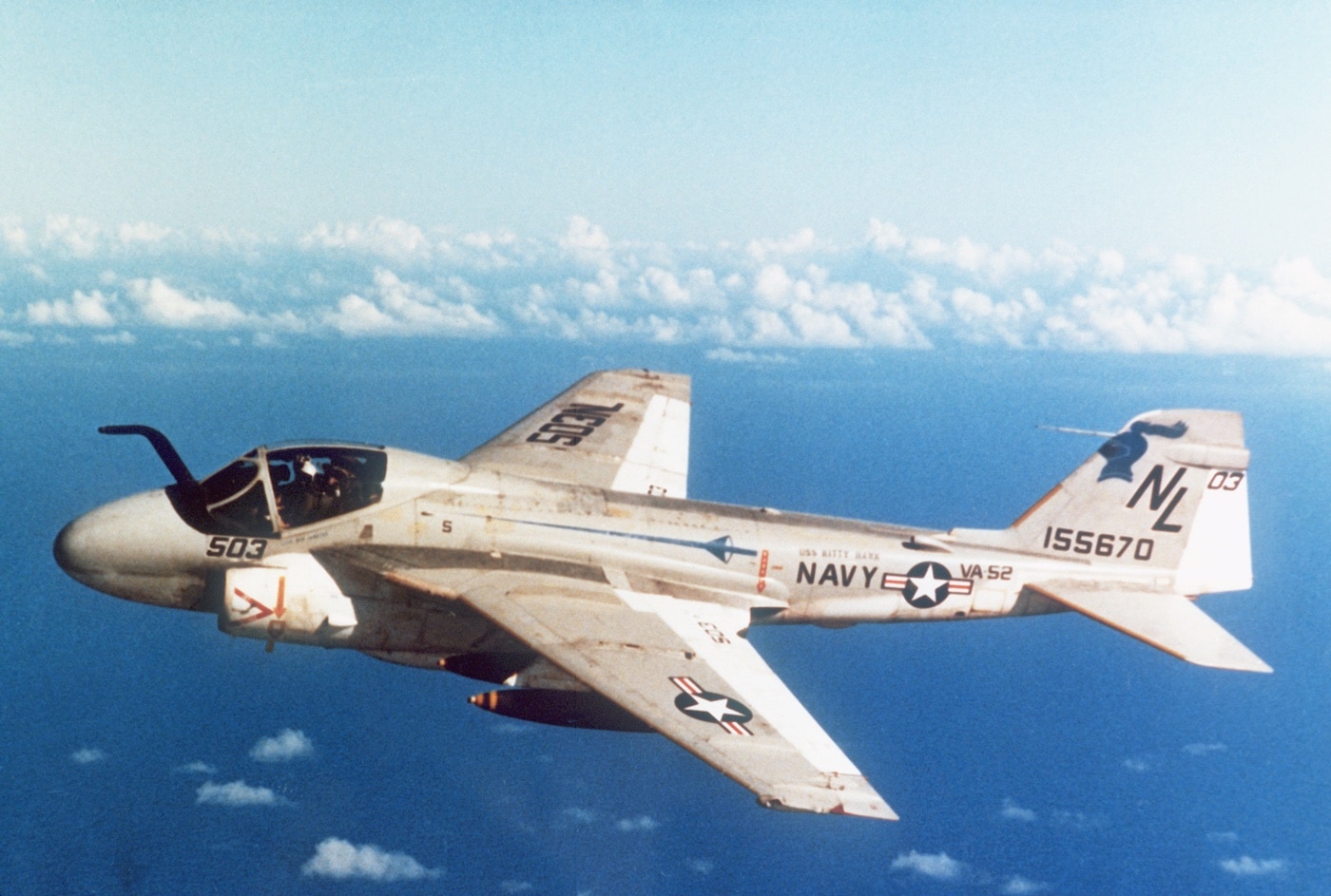 a-6 intruder in flight with bombs