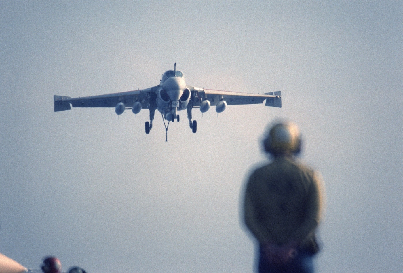 a-6 intruder landing on the uss american in 1984