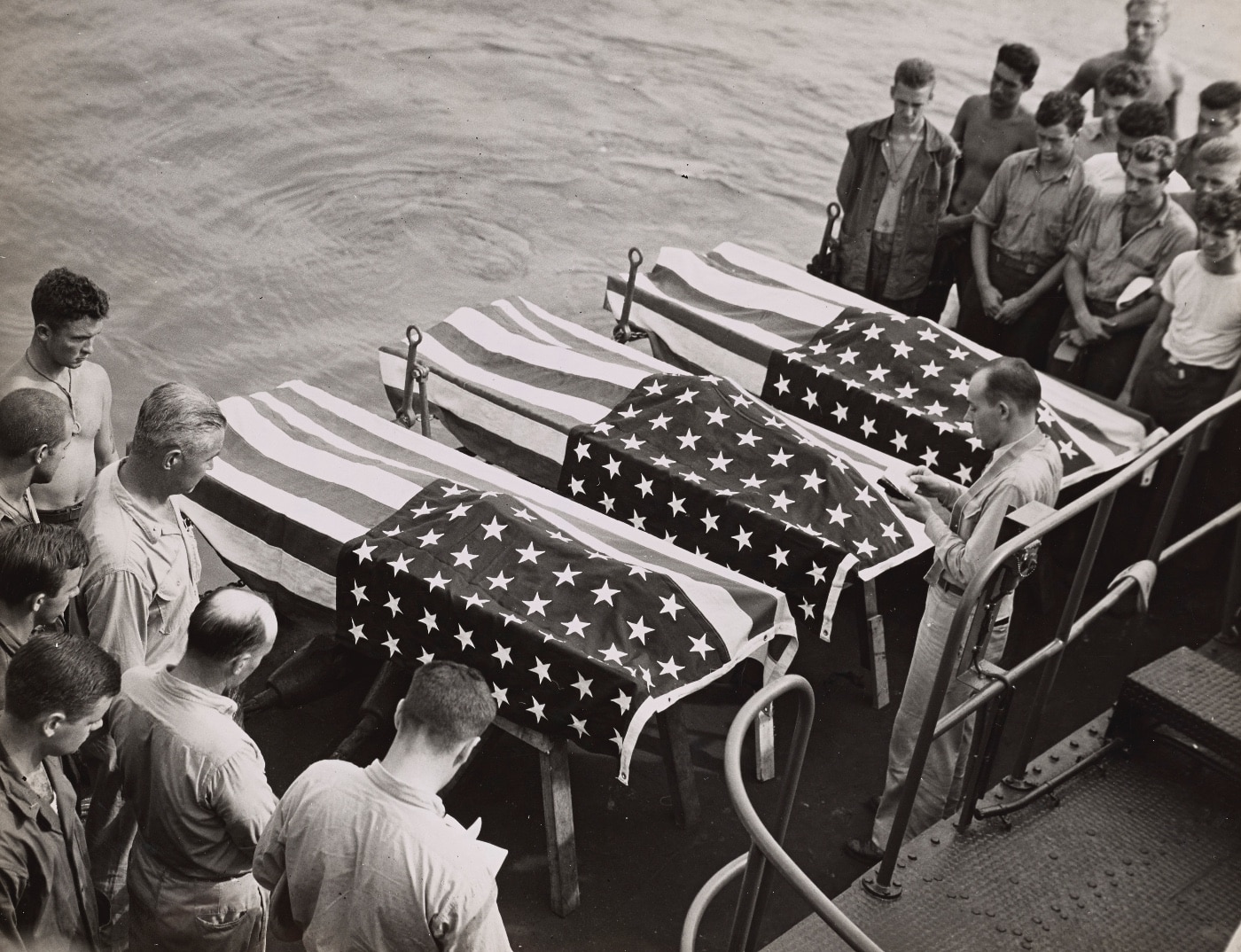 americans buried at sea during the battle of peleliu