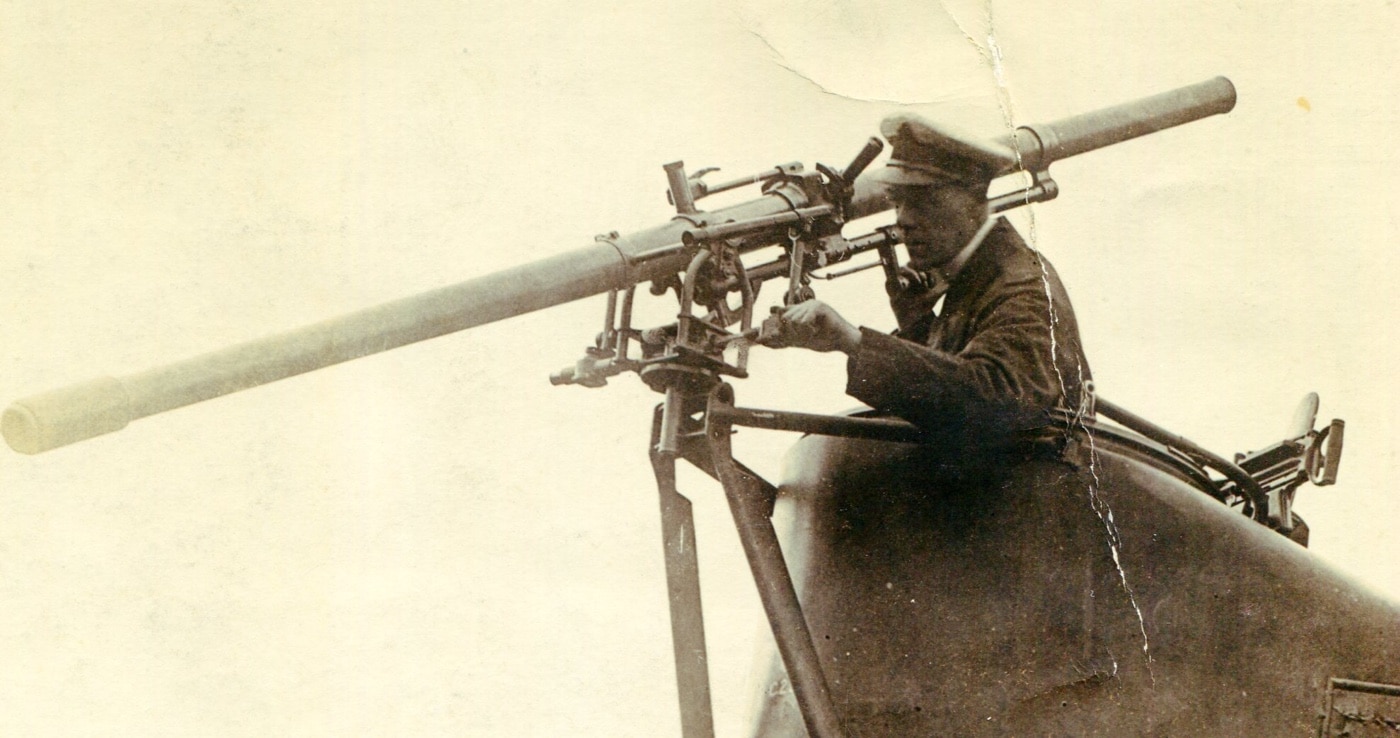 davis gun mounted to a british airplane in world war 1