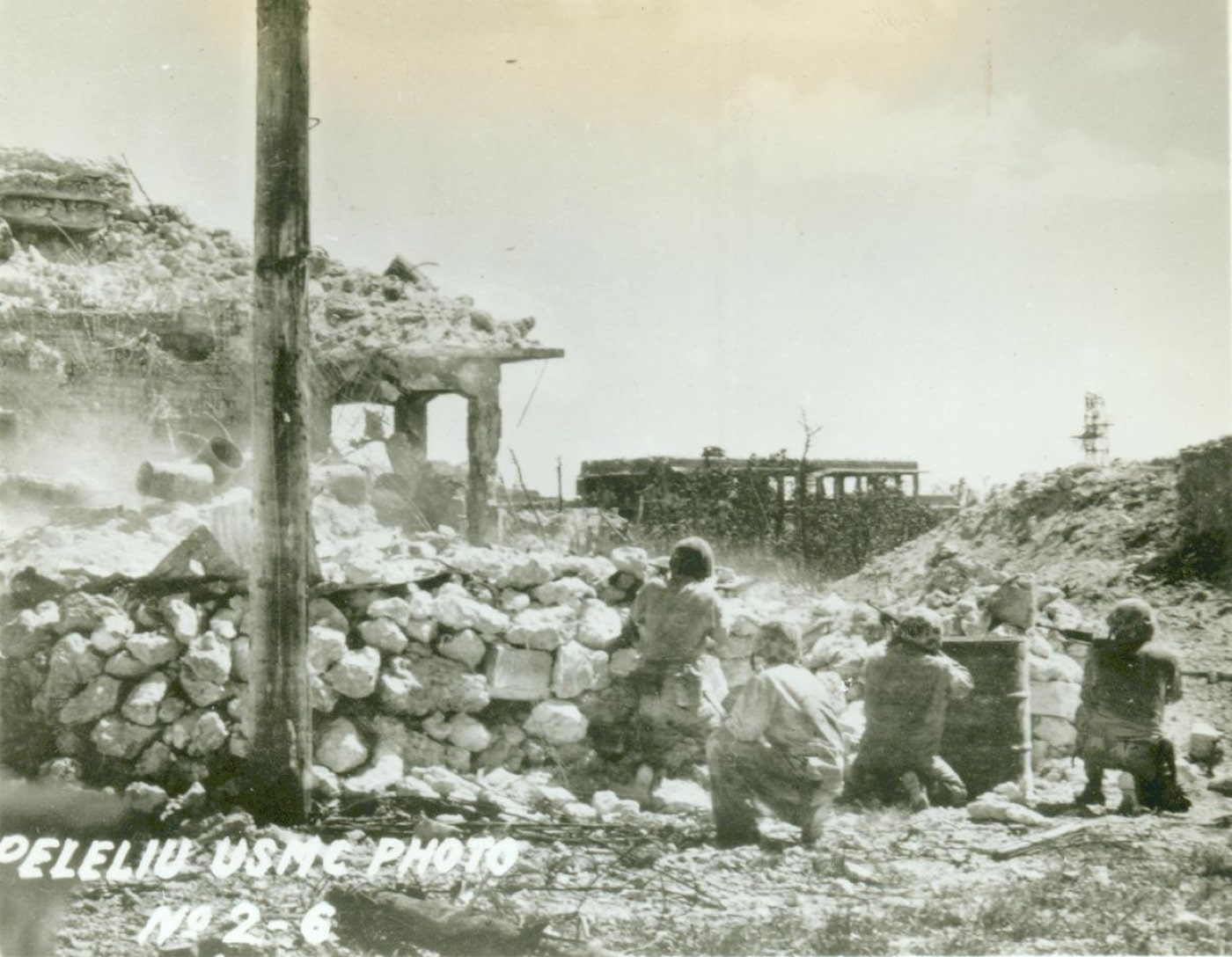 marines fighting around the main peleliu airfield