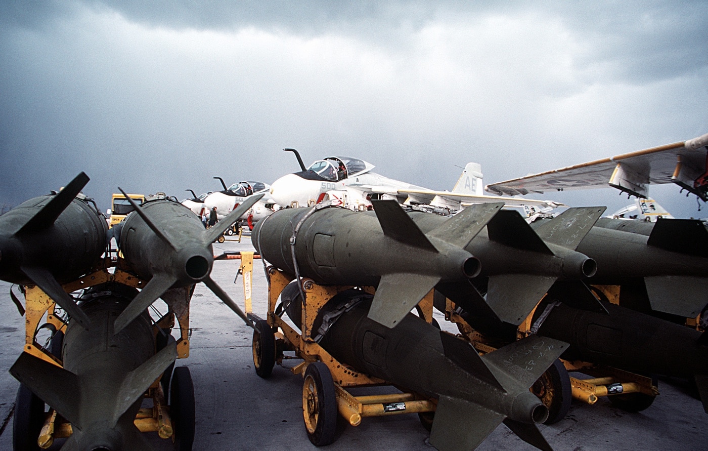 racks of bombs for the a-6 intruder