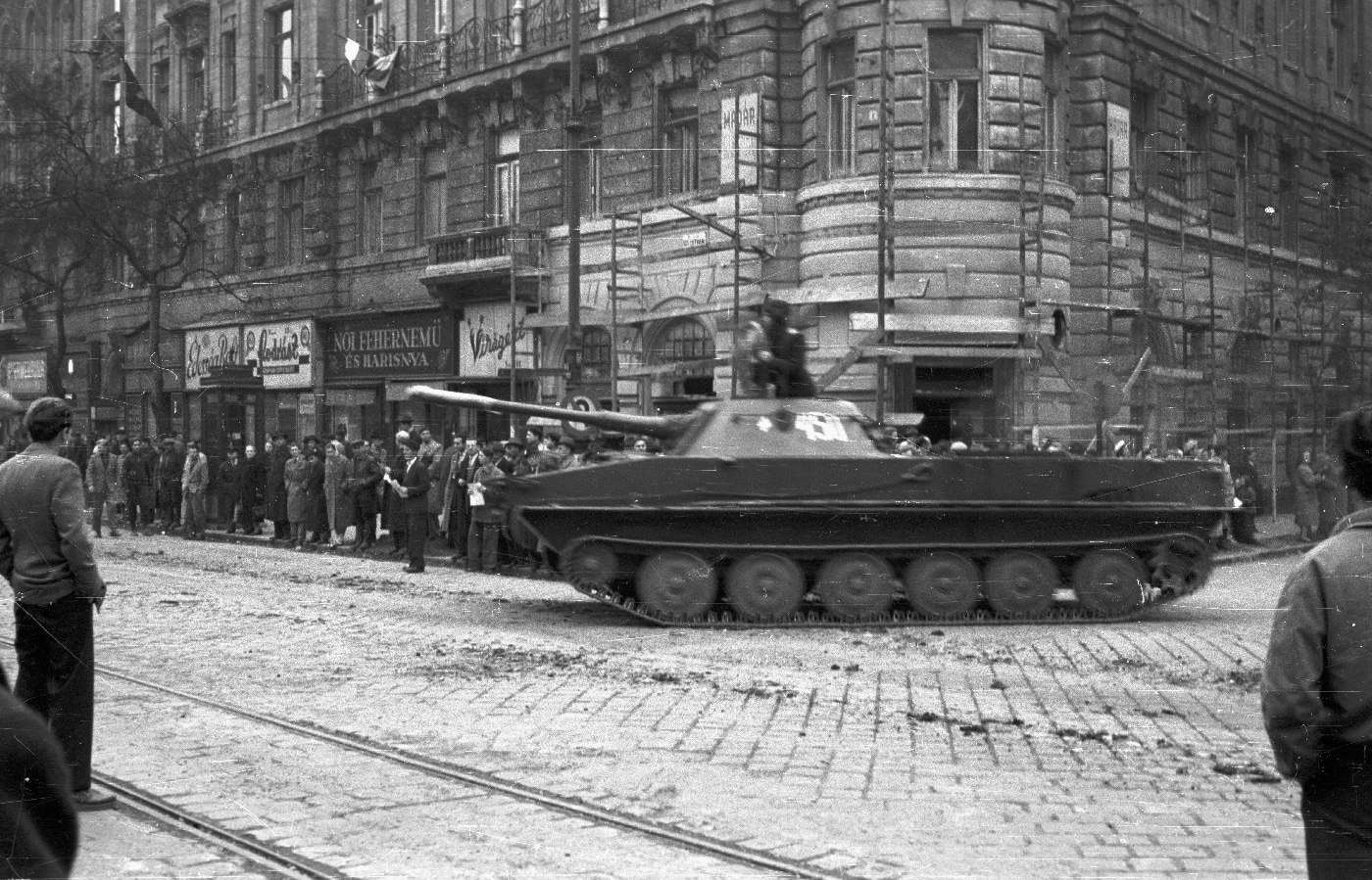 soviet pt-76 tank during invasion of hungary in 1956
