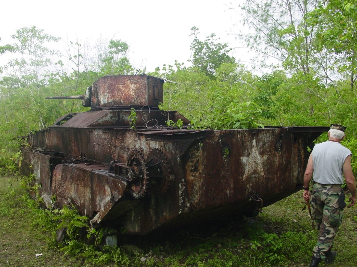 us marine lvt-2 landing craft armored tractor on peleliu